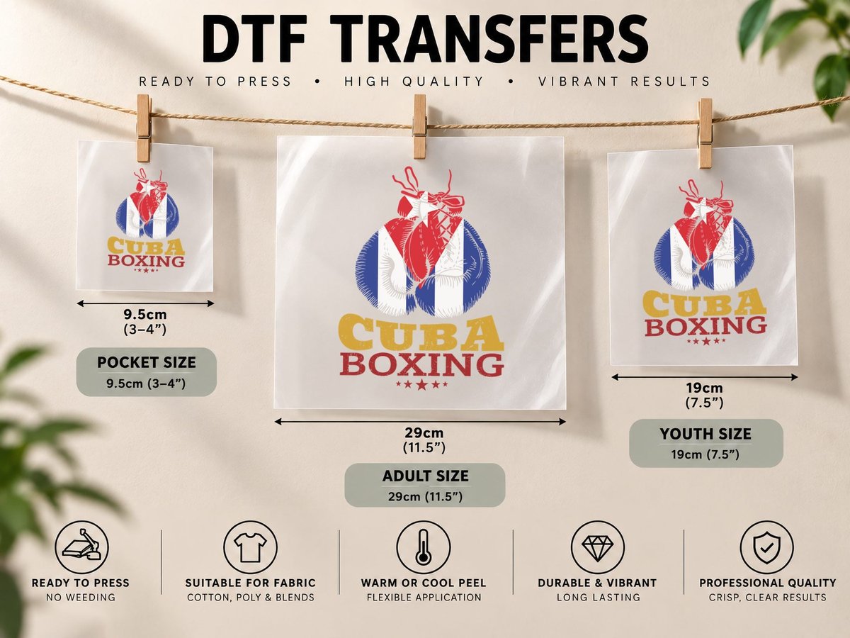 Gifts for Boxers Cuban Flag I Love Cuba Boxing Gloves DTF Transfer Iron On