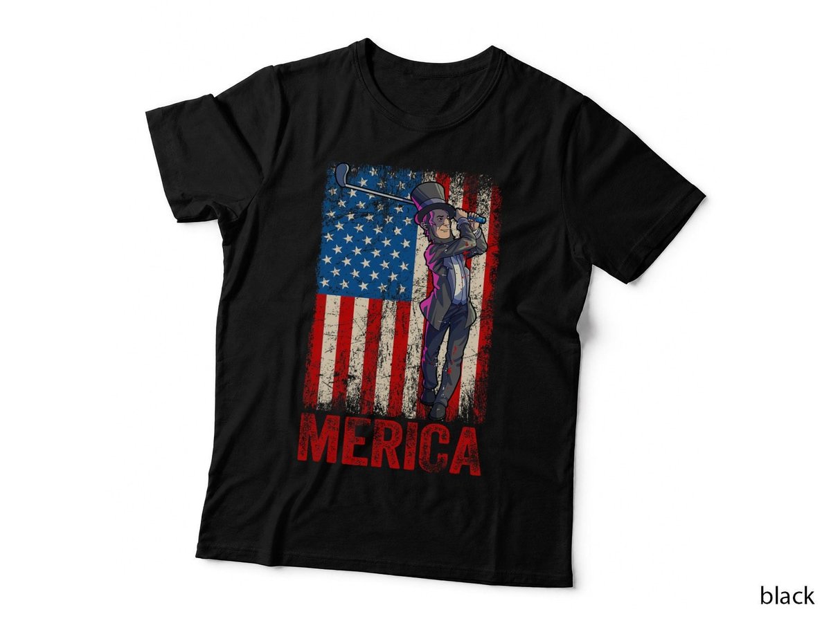 Golf Abraham Lincoln 4th of July Boys Kids American USA Flag T-Shirt