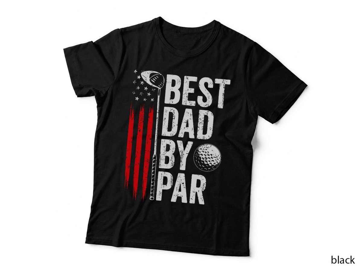 Golf Best Dad by Par Daddy Golfer American Flag Father's Day T-Shirt