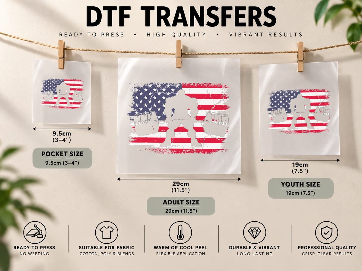 Gym Deadlift Powerlift with USA American Flag DTF Transfer Iron On