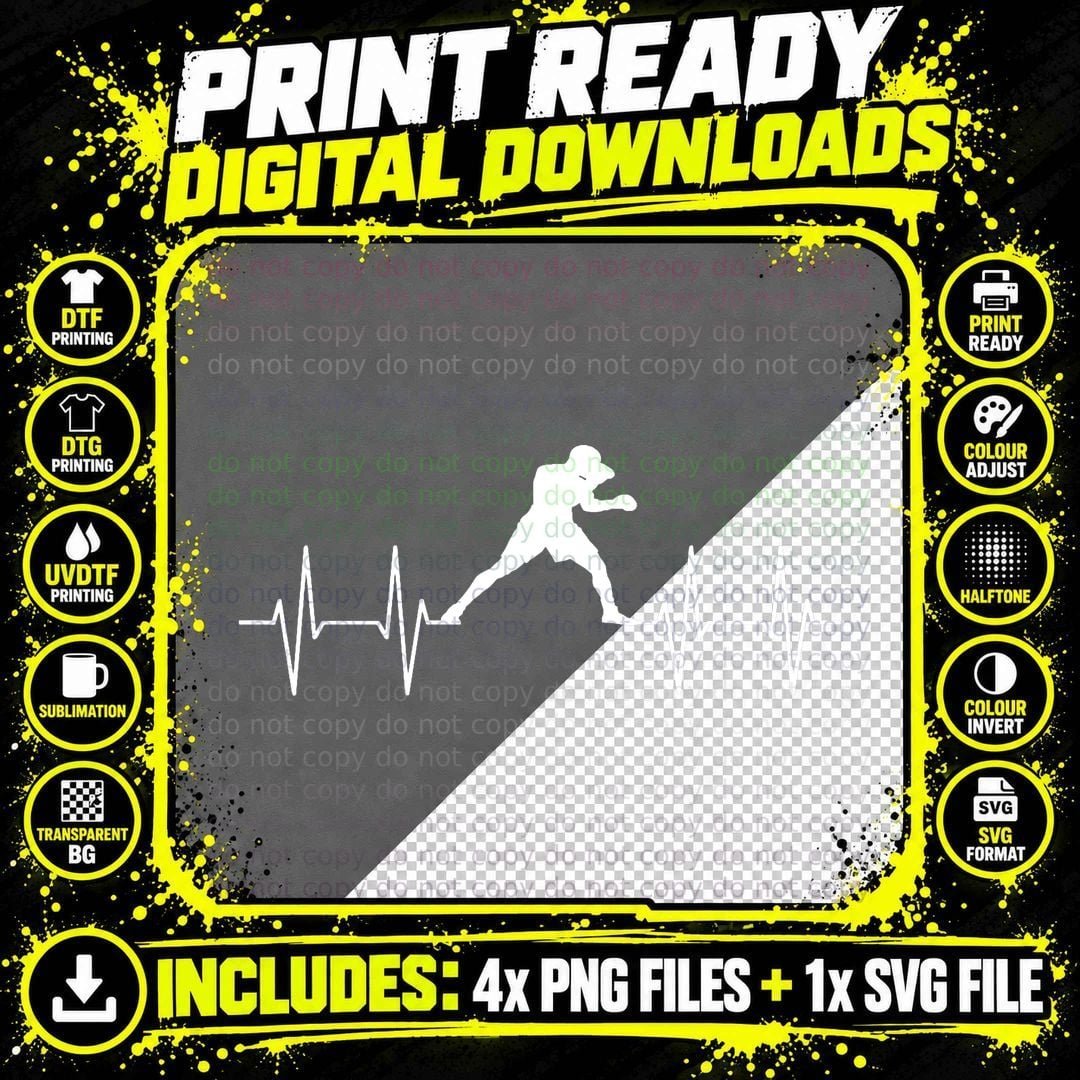 Heartbeat Boxing Funny Boxer Gift Graphic T-Shirt Png SVG Digital Bundle