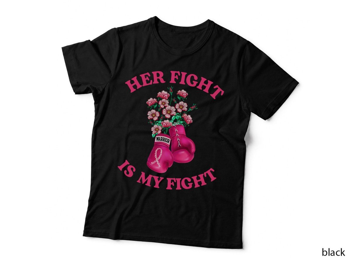 Her Fight Is My Fight Boxing Pink Ribbon Breast Cancer T-Shirt