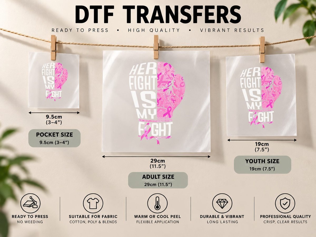 Her Fight Is My Fight Breast Cancer Awareness Boxing DTF Transfer Iron On