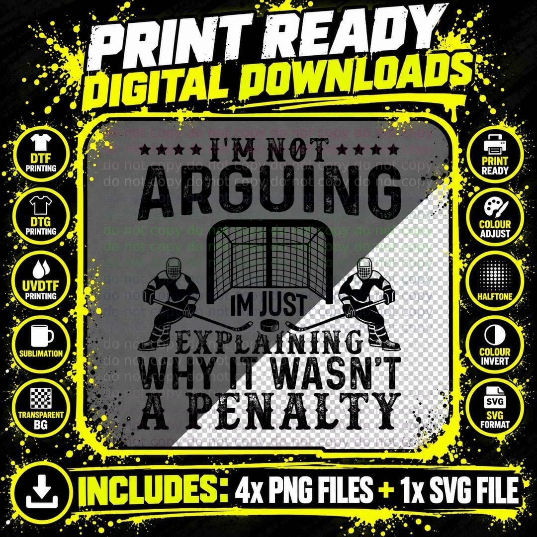Hockey Player Arguing Gift Funny Hockey T-Shirt Copy Png SVG Digital Bundle