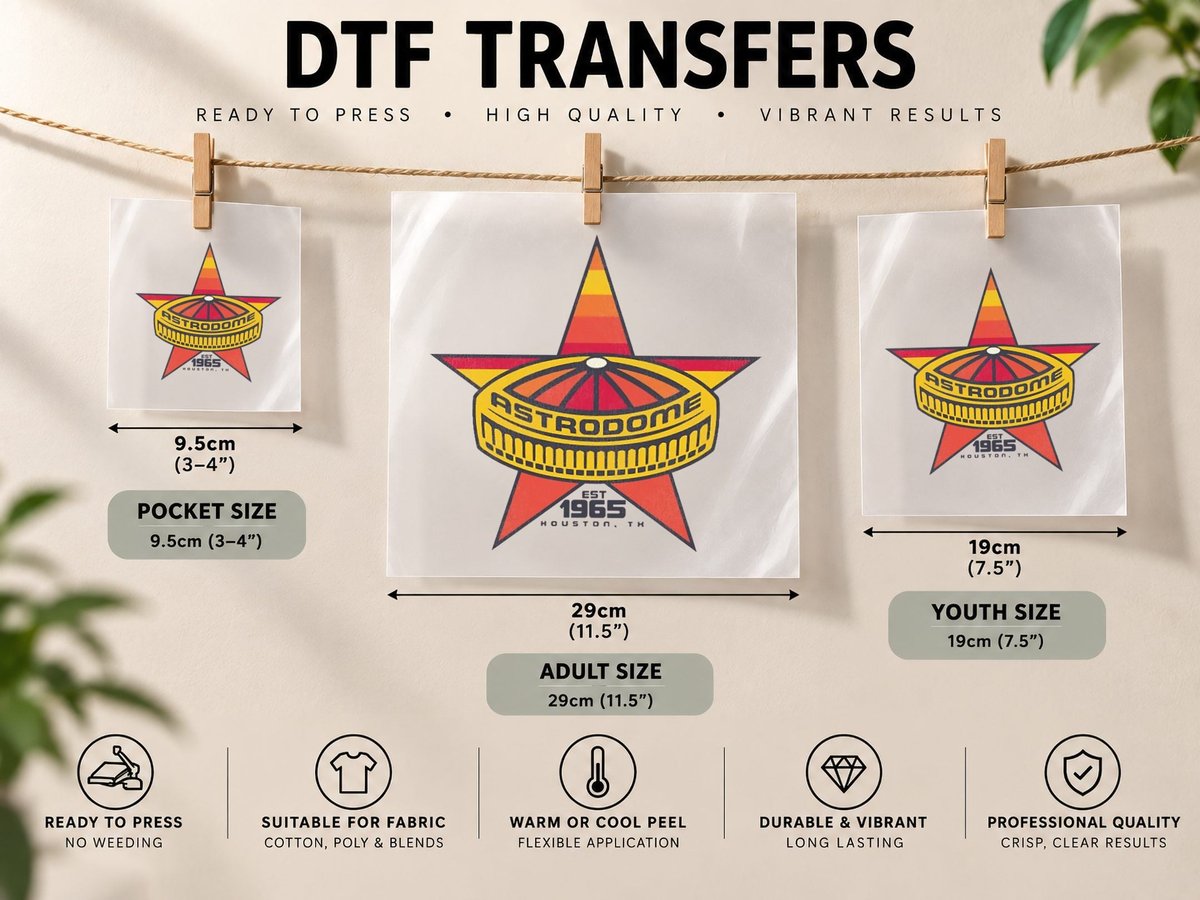 Houston Astrodome Defunct Baseball Stadium DTF Transfer Iron On