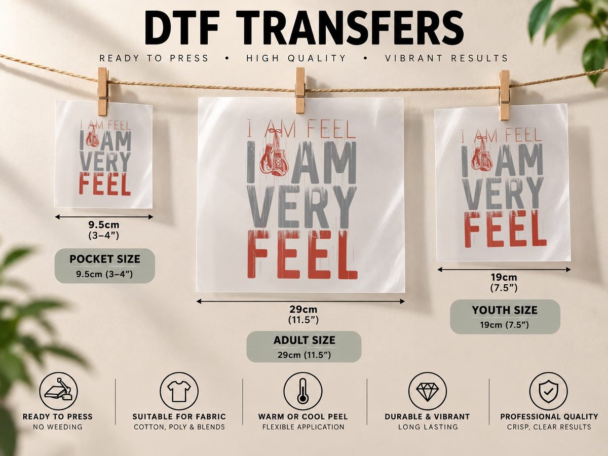 I Am FEEL, I AM VERY FEEL, Boxing Motivation Quote USYK DTF Transfer Iron On