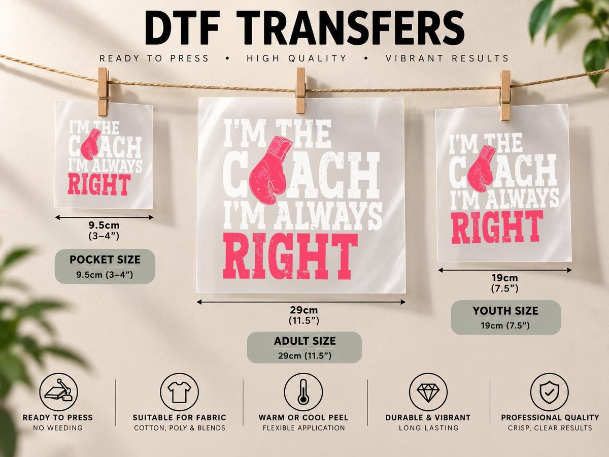 I'm the Coach I'm Always Right Sports Boxer Boxing DTF Transfer Iron On