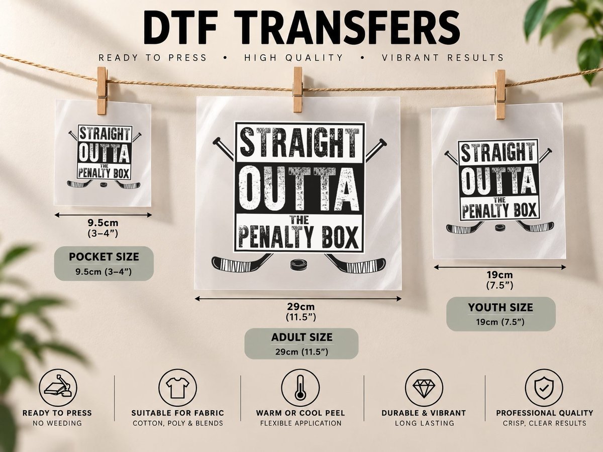 Ice Hockey Player Gift Straight Outta the Penalty Box Copy DTF Transfer Iron On