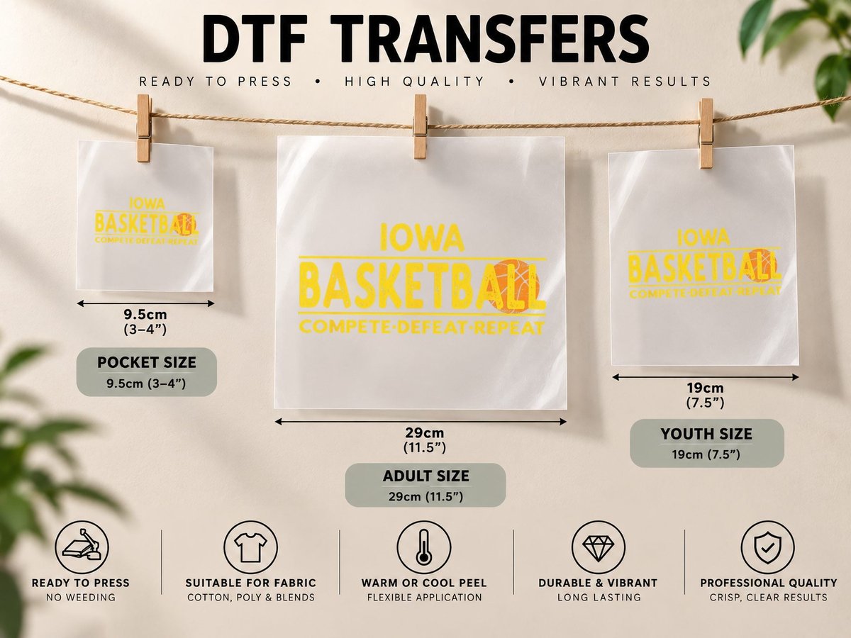 Iowa Basketball - Compete Defeat Repeat DTF Transfer Iron On