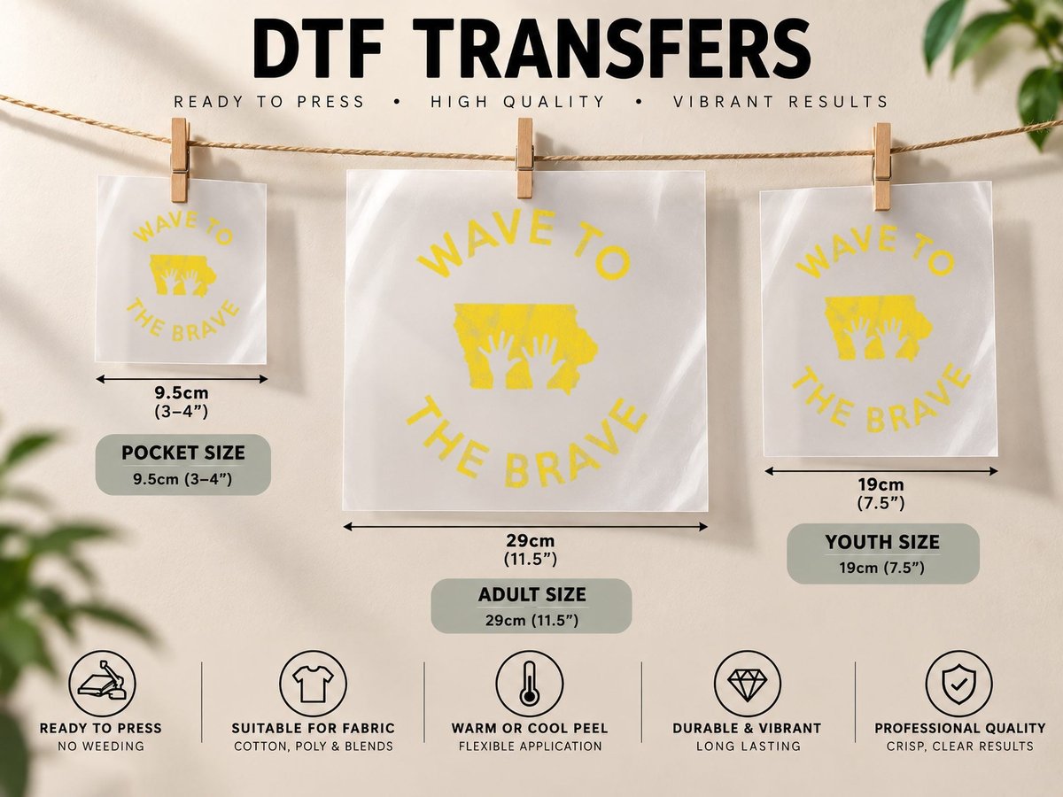 Iowa Wave to the Brave Football Childrens Hospital DTF Transfer Iron On
