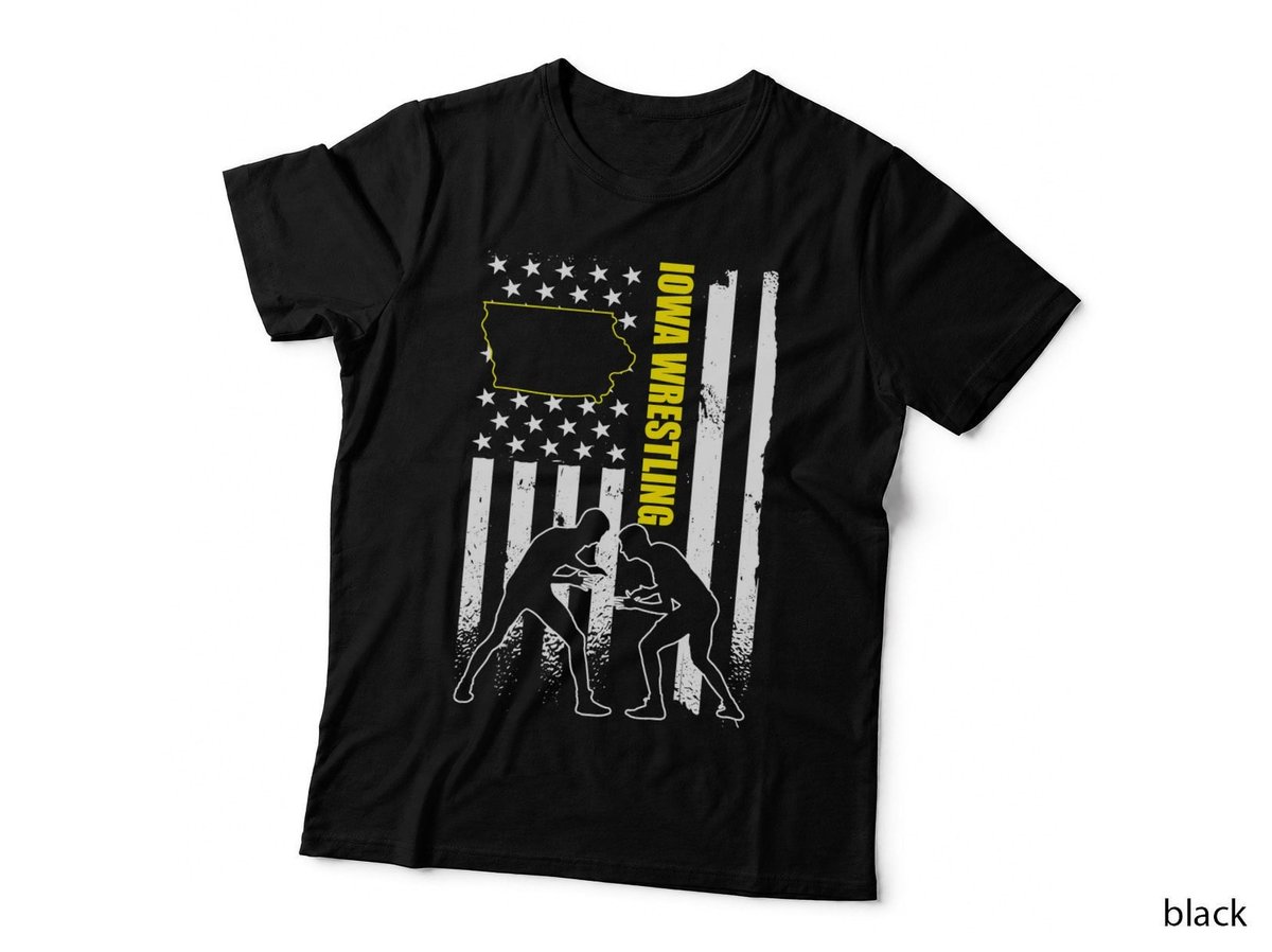 Iowa Wrestling USA Flag Apparel American Flag Iowa Wrestler T-Shirt