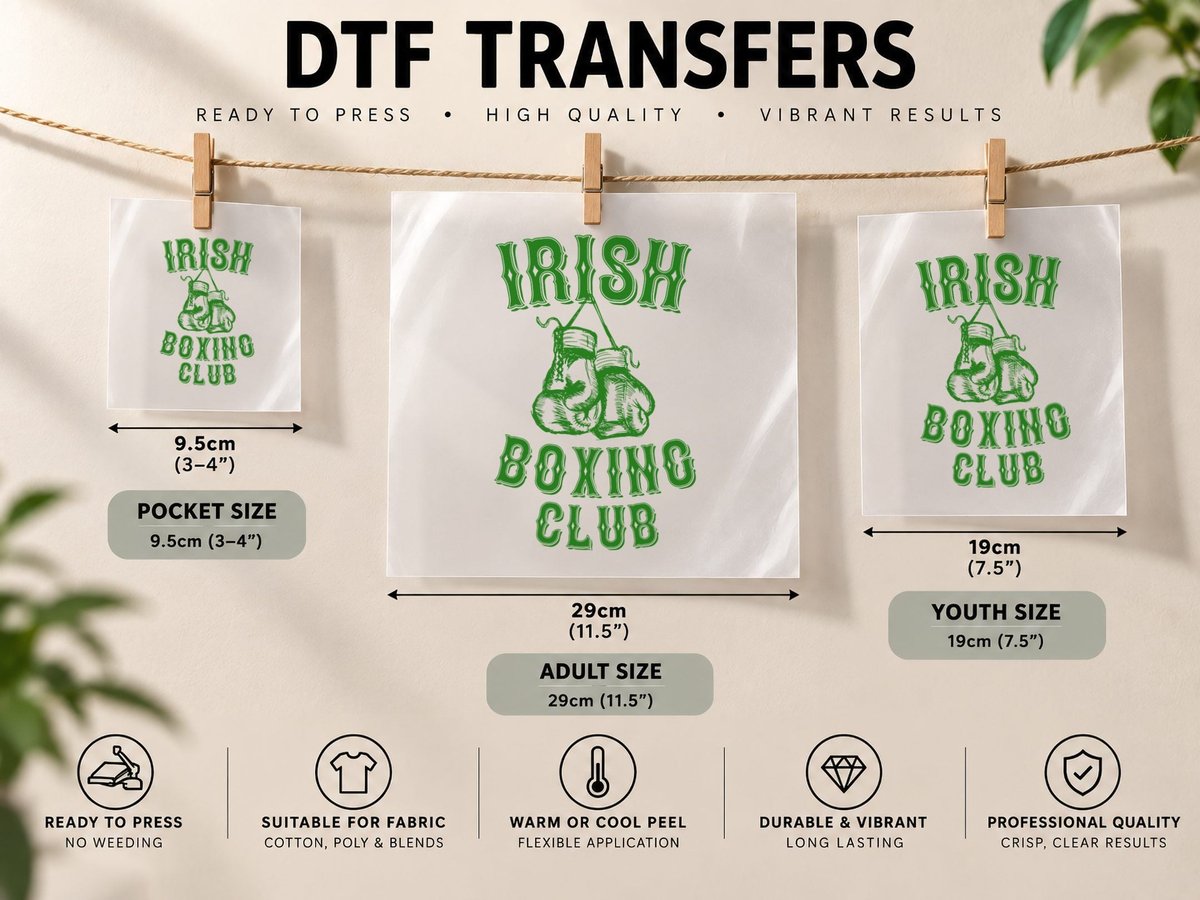 Irish Boxing Club Graphic Gift DTF Transfer Iron On
