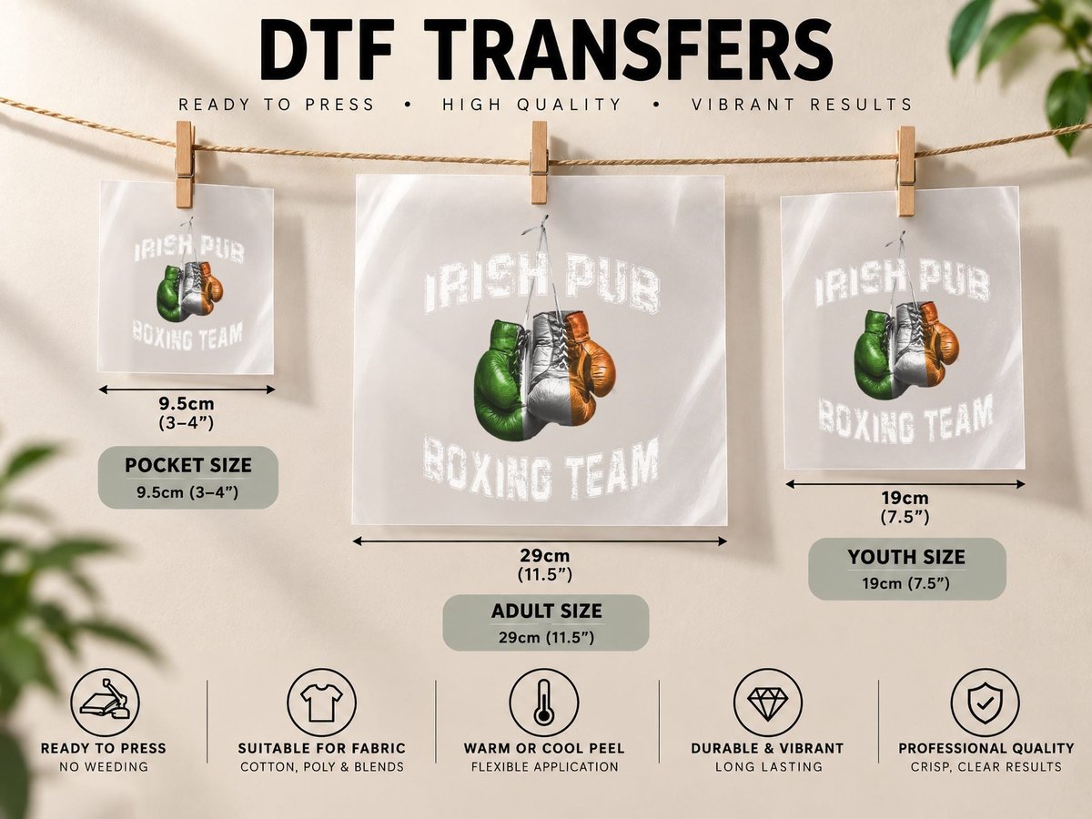 Irish Boxing Funny Ireland Flag - Irish Pub DTF Transfer Iron On