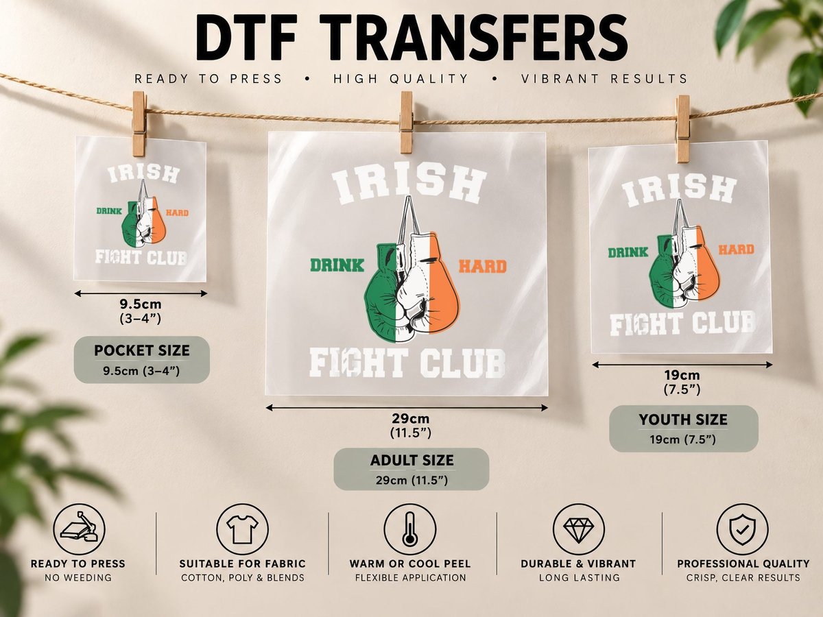 Irish Fight Club Funny Irish Boxing DTF Transfer Iron On