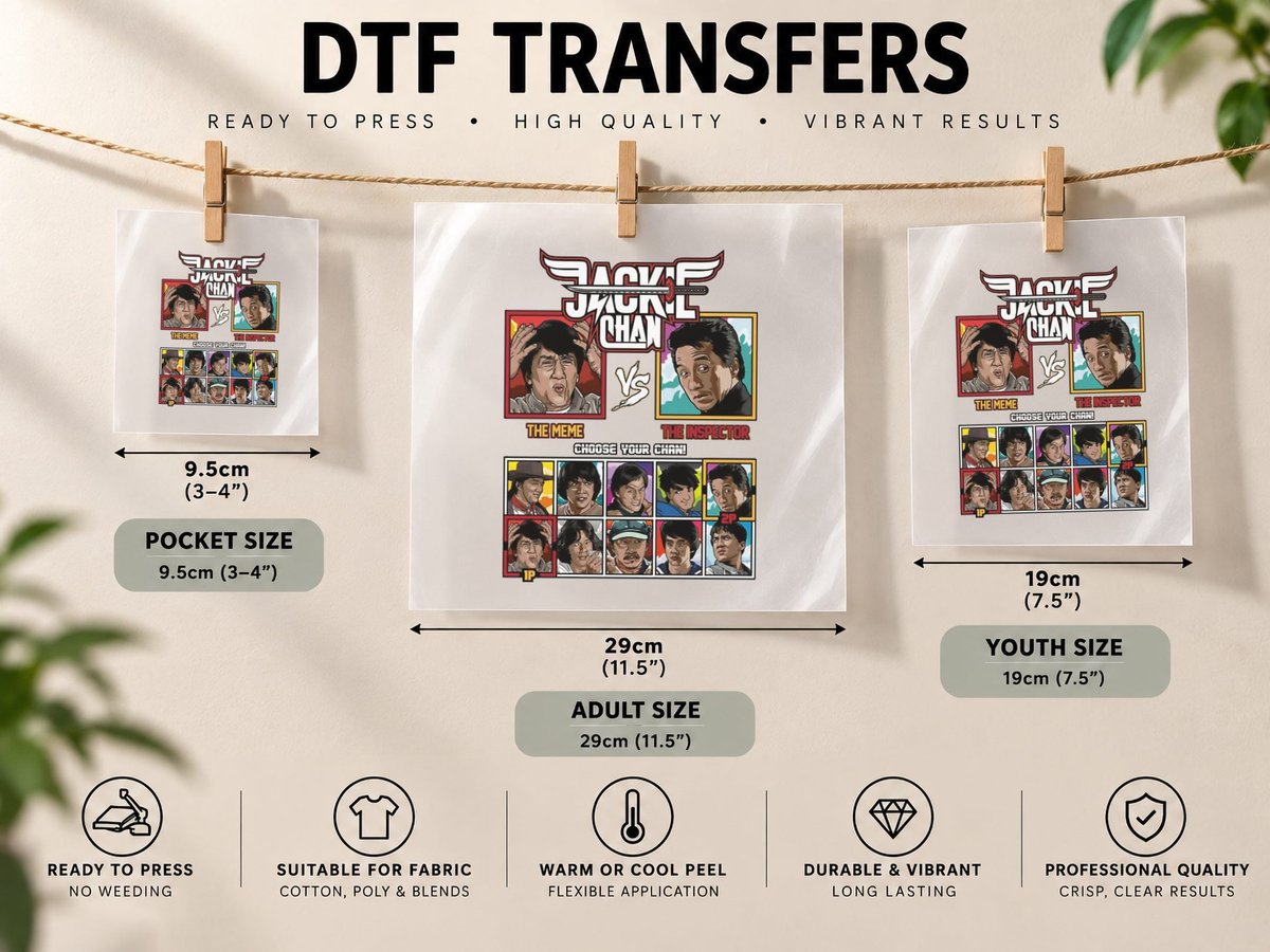 Jackie Chan Fighter DTF Transfer Iron On