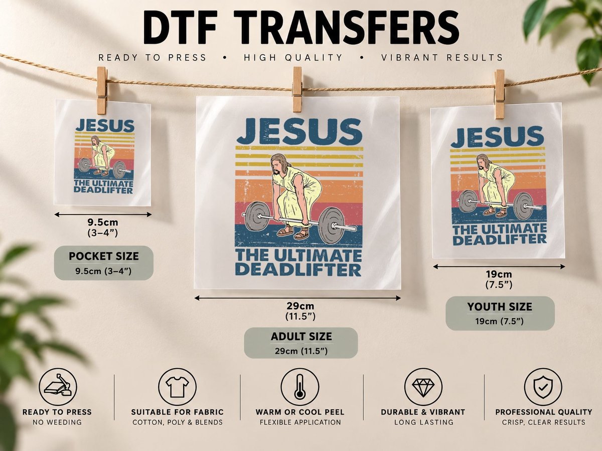 Jesus Ultimate Deadlifter Christian Gym DTF Transfer Iron On