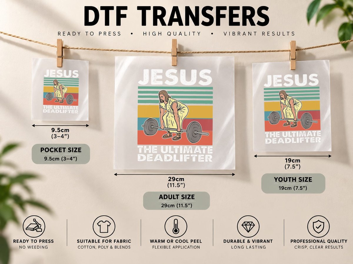 Jesus Ultimate Deadlifter Gym Christian DTF Transfer Iron On