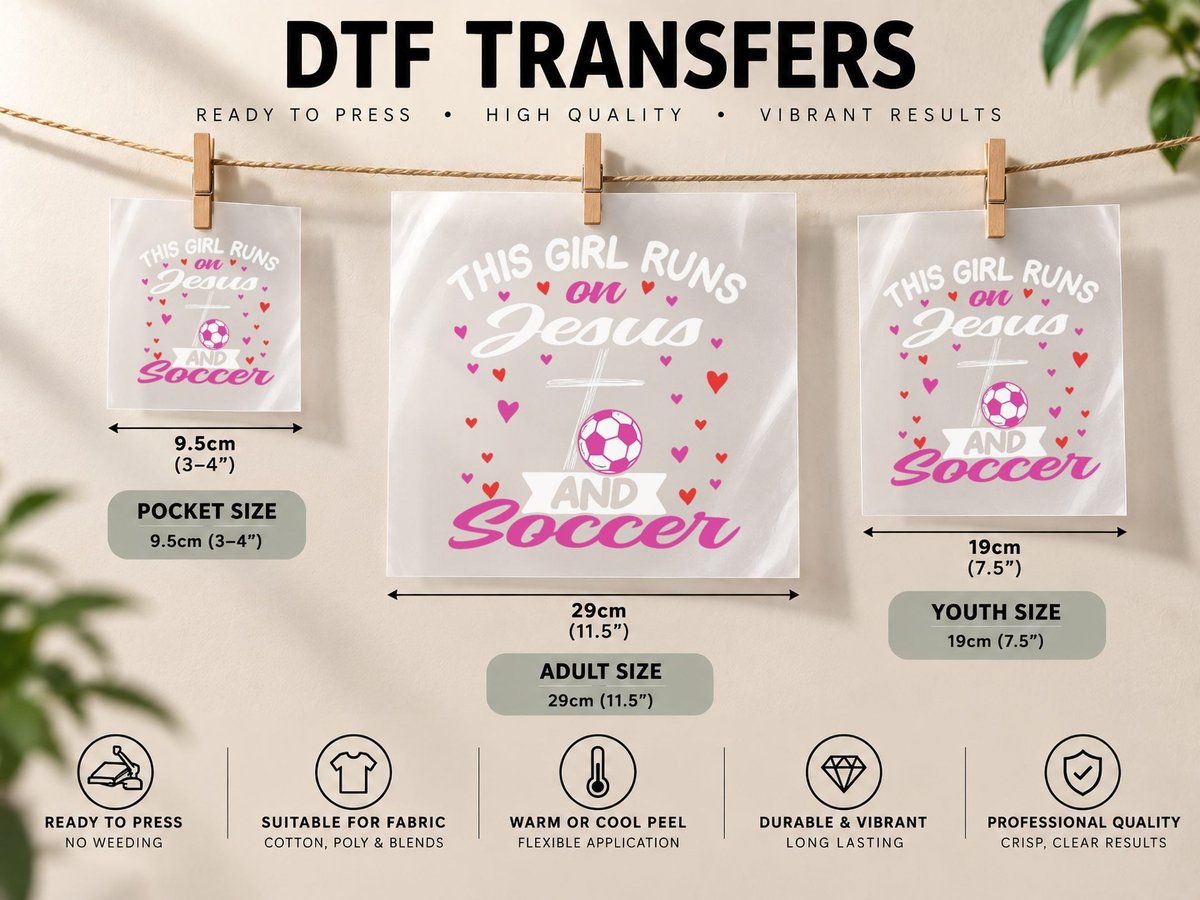Jesus and Soccer Girl DTF Transfer Iron On