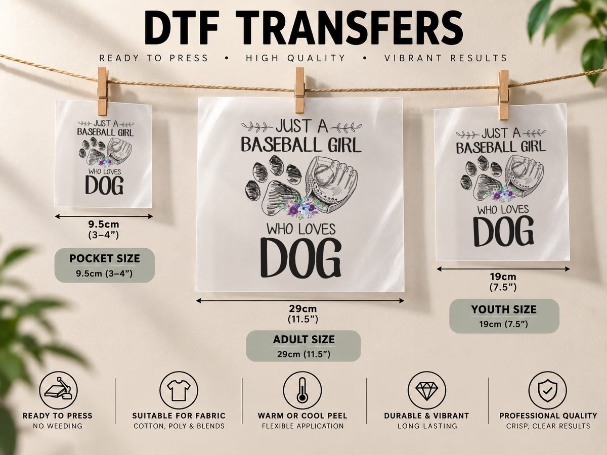 Just a Baseball Girl Who Loves Dog, Stadium Lights DTF Transfer Iron On