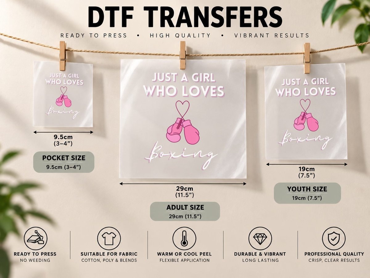 Just a Girl Who Loves Boxing Cool Girls Boxing Gloves Gifts DTF Transfer Iron On