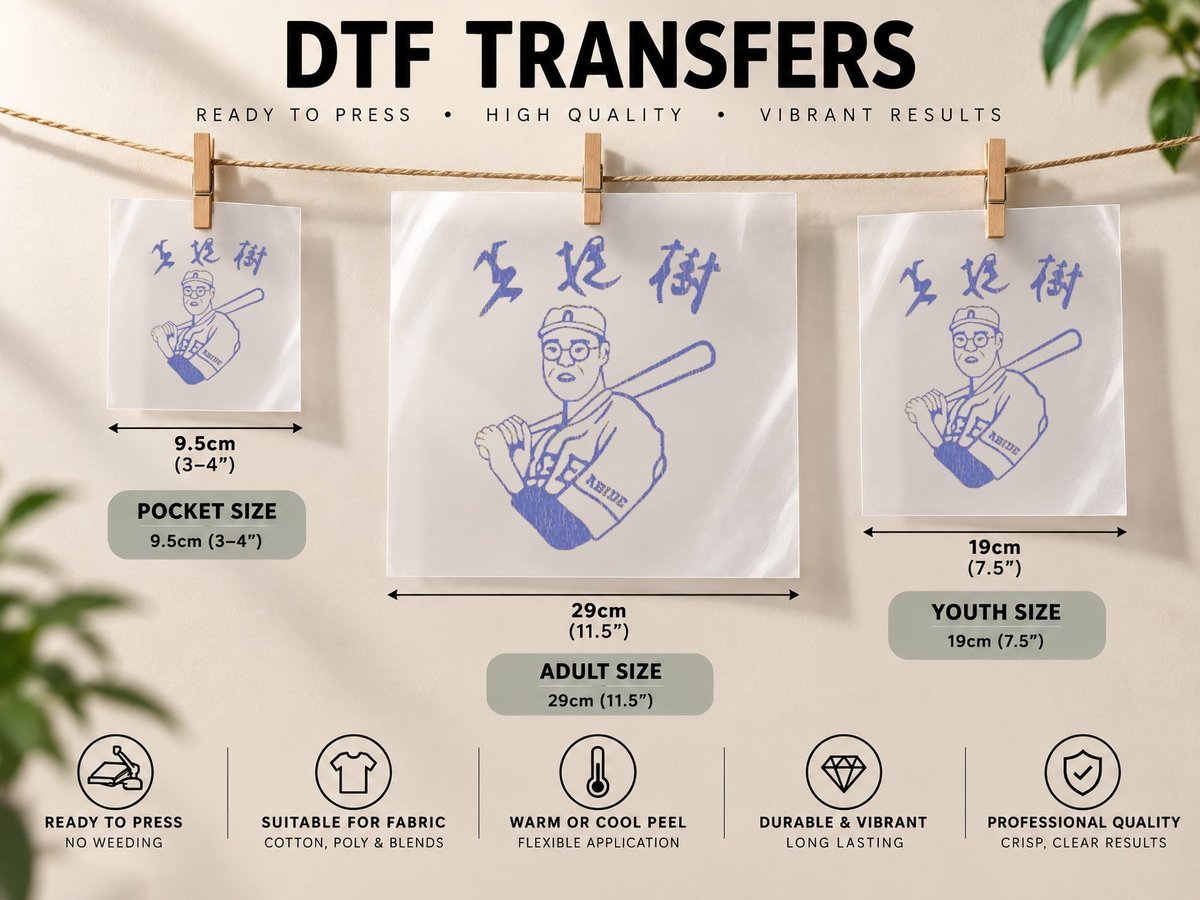 Kaoru Betto Japanese Baseball Abides DTF Transfer Iron On