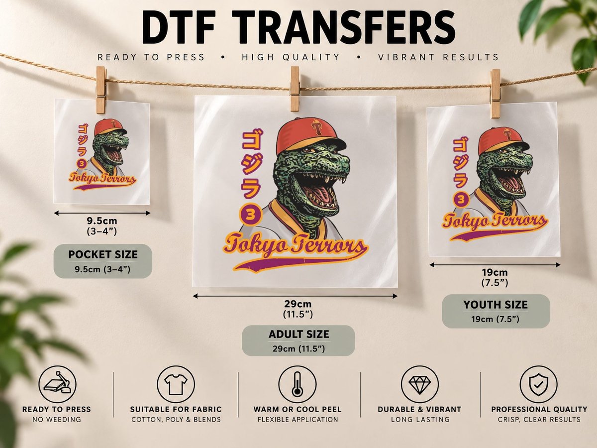 King of the Monsters- Kaiju Baseball DTF Transfer Iron On