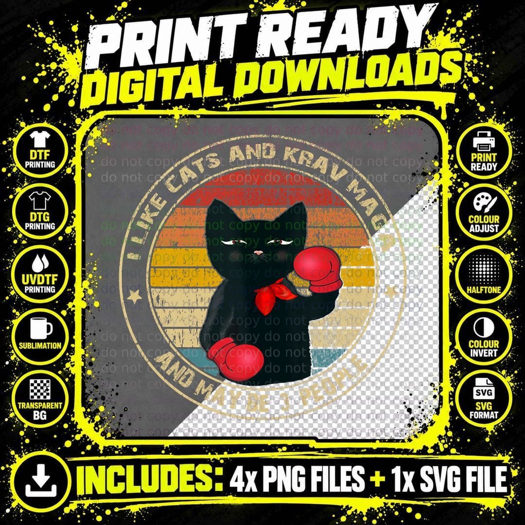 Krav Maga Cat Boxing Funny Cat Boxing Cute Cat Box Png SVG Digital Bundle