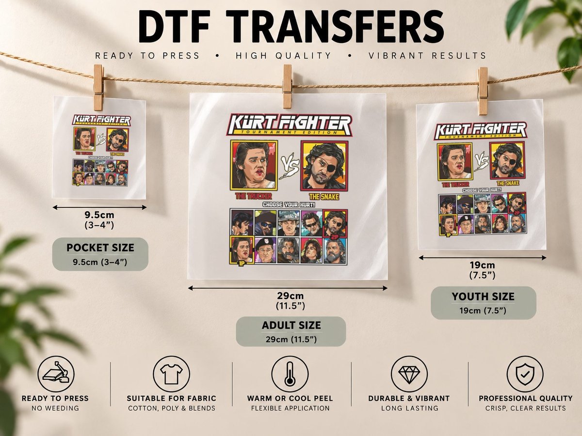 Kurt Russell Fighter DTF Transfer Iron On