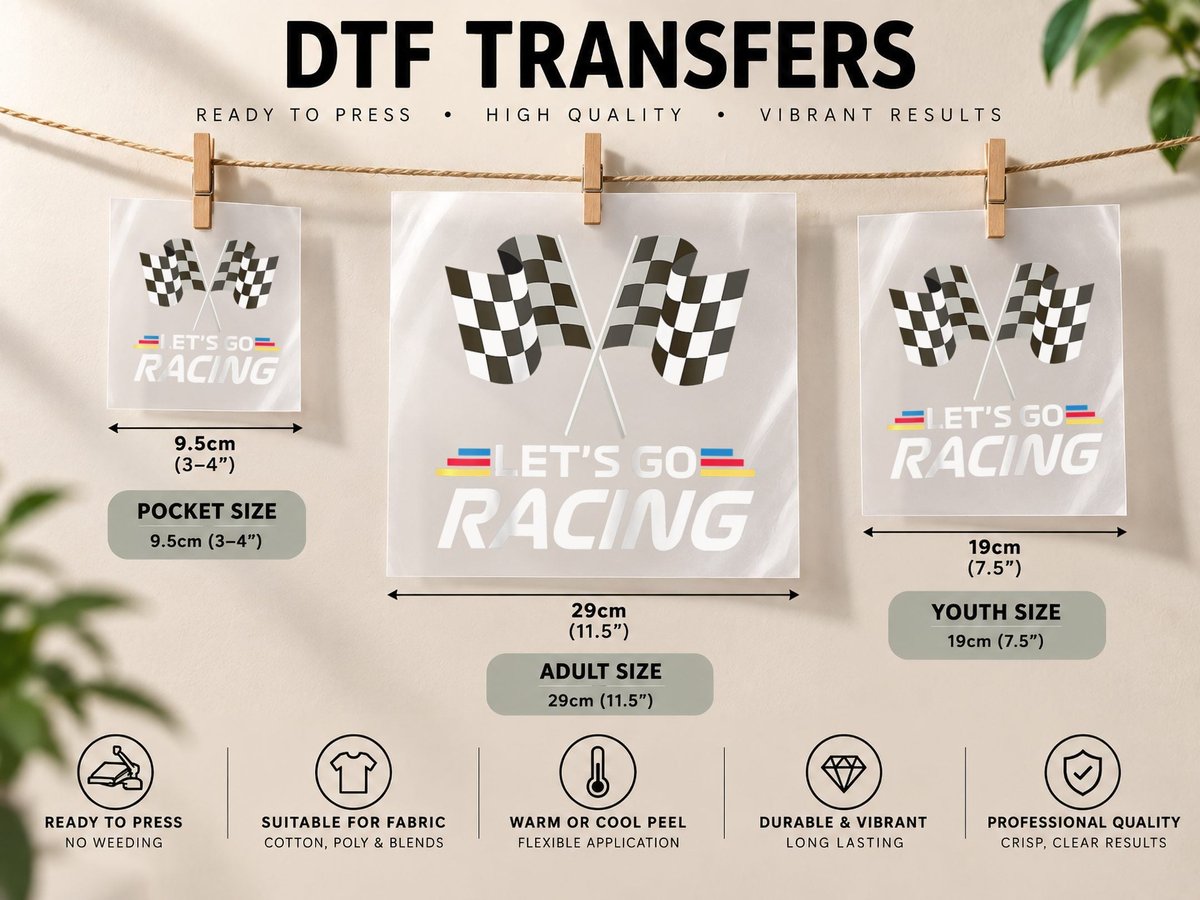 Let's Go Racing Formula Racing Fan Circuits Sport DTF Transfer Iron On