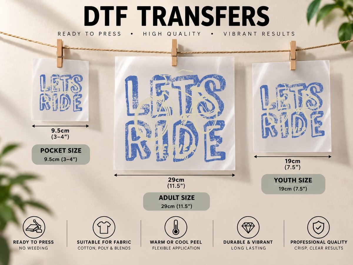 Lets Ride Denver Colorado - Beach Cruiser Cycling DTF Transfer Iron On