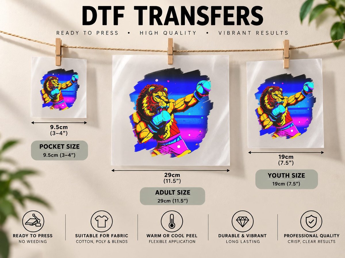 Lion Boxing Cool Funny Lion Boxing Boxer DTF Transfer Iron On