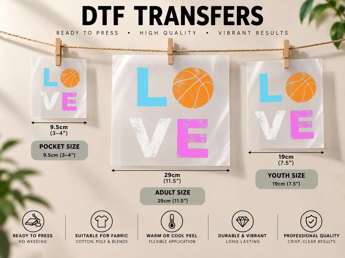 Love Basketball Team Fan Gift Copy DTF Transfer Iron On