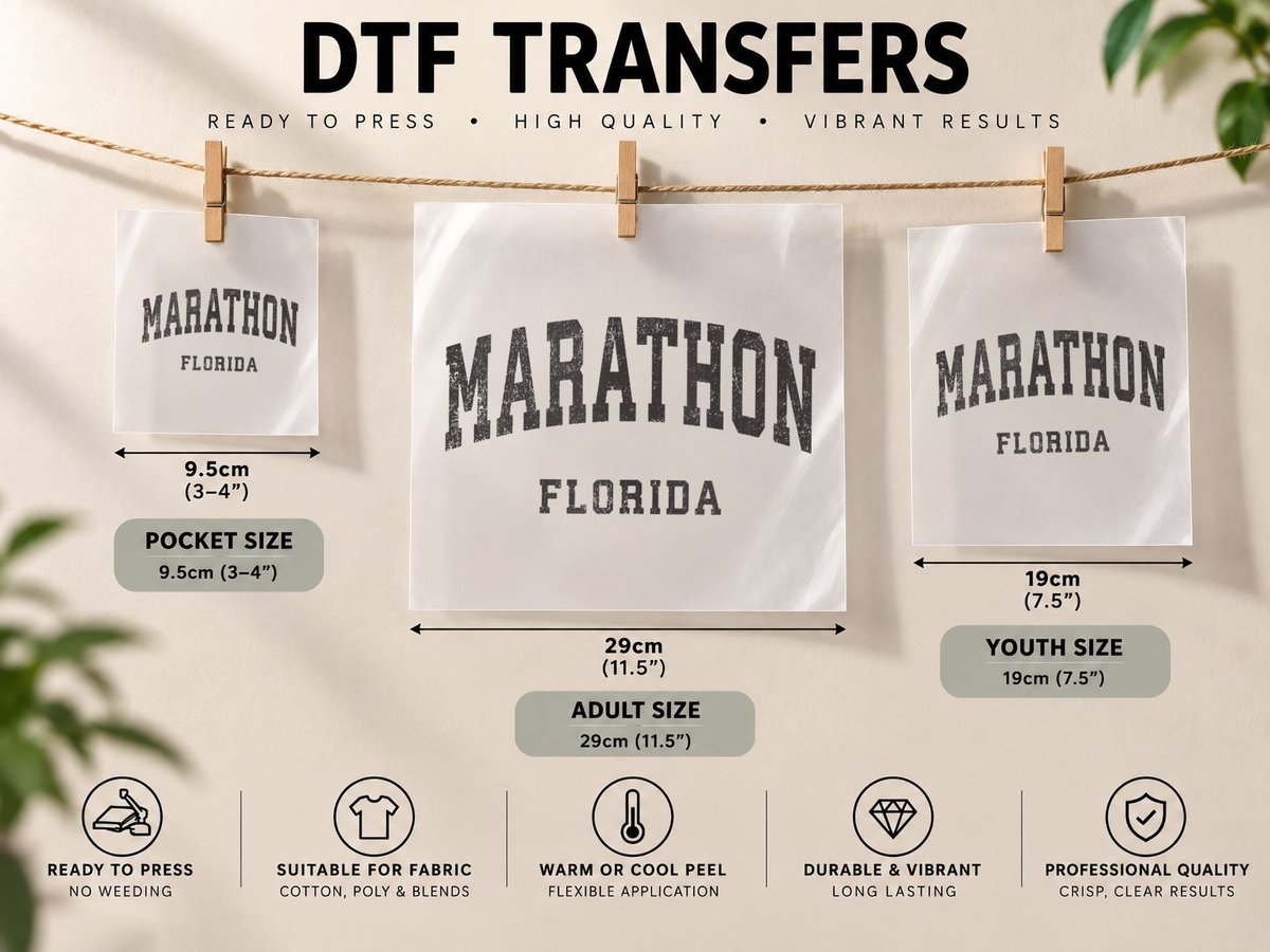 Marathon Florida FL Vintage Athletic Sports Design DTF Transfer Iron On