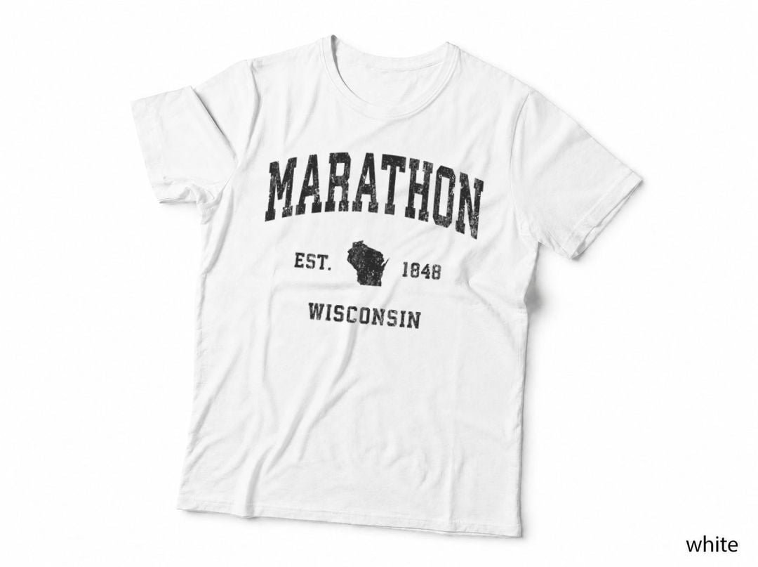 Marathon Wisconsin WI Vintage Athletic Black Sports Design Premium T-Shirt