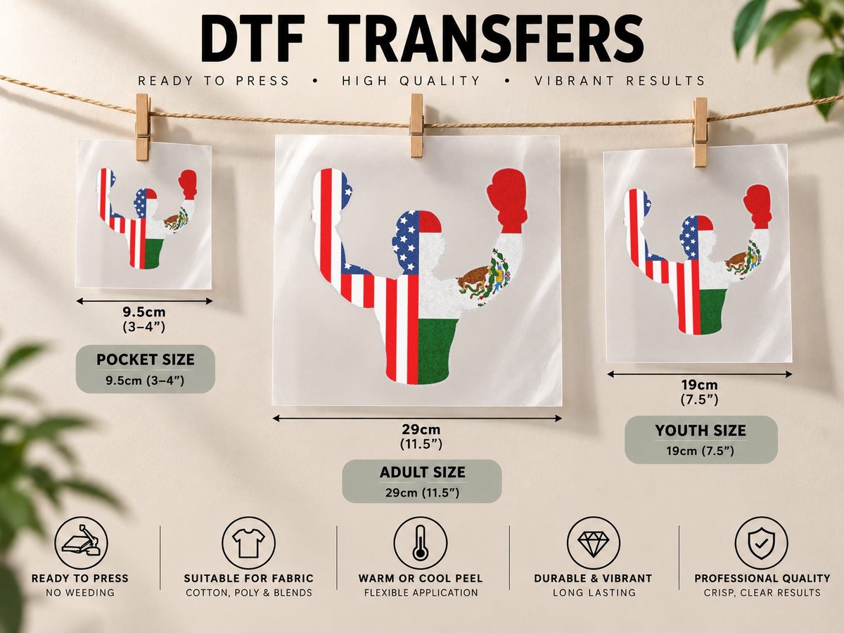 Mexican American Boxing Gloves DTF Transfer Iron On