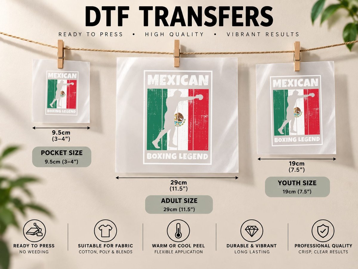 Mexican Boxing Legend with Flag for Mexico Boxer DTF Transfer Iron On