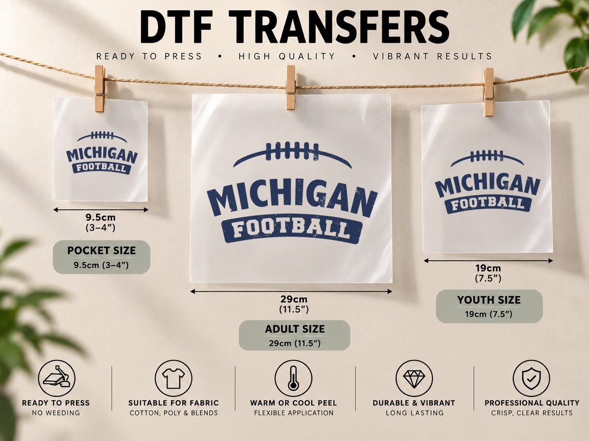 Michigan Football Vintage Distressed DTF Transfer Iron On
