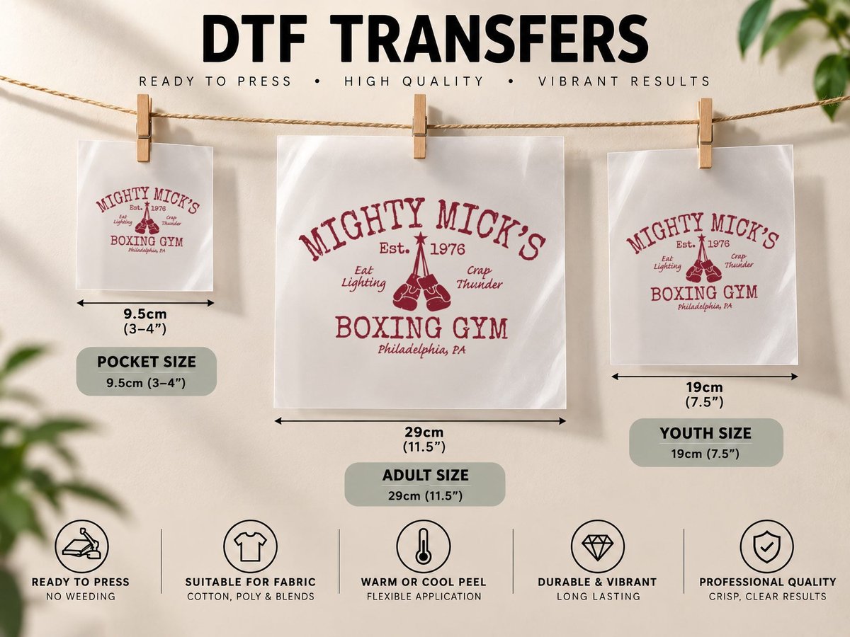Mighty Mick's Boxing Club Premium DTF Transfer Iron On