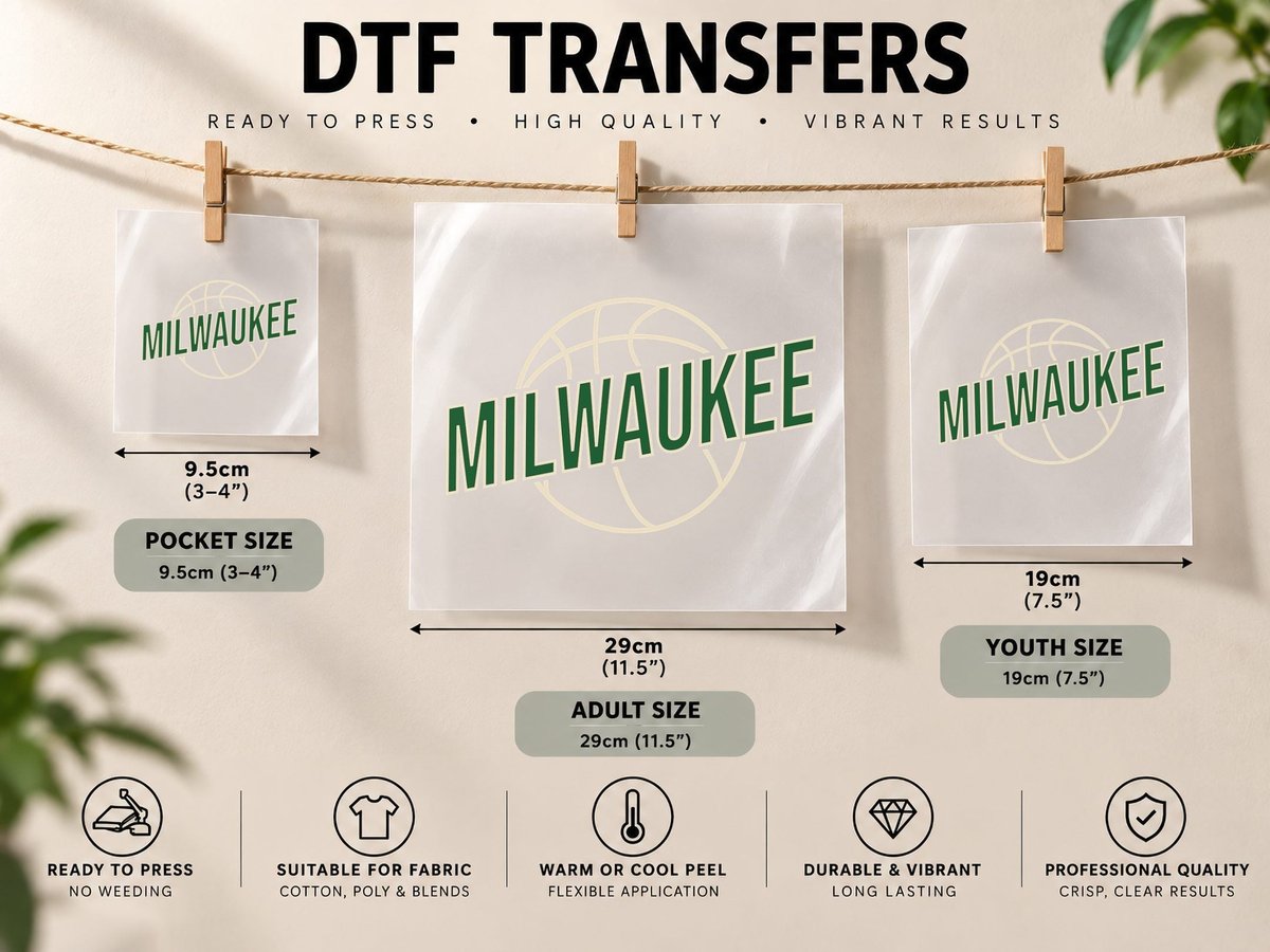 Milwaukee Wisconsin Athletic Sports Jersey MKE DTF Transfer Iron On
