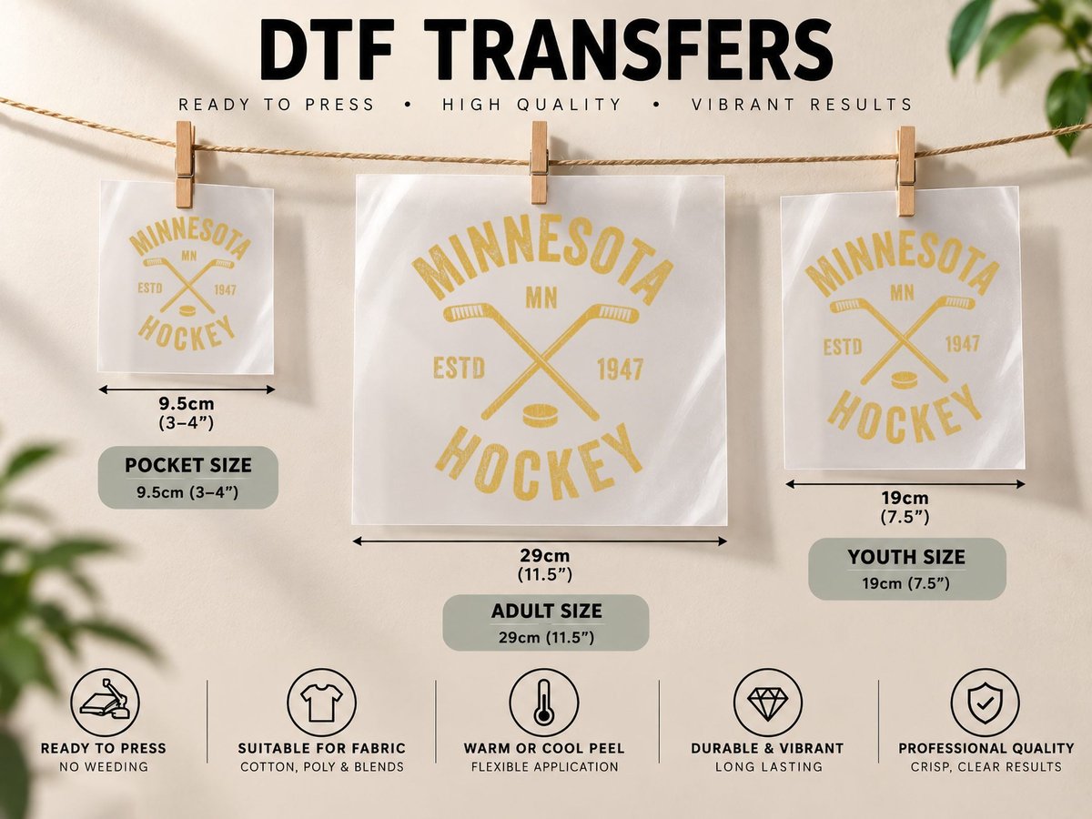 Minnesota MN Ice Hockey Sticks Vintage Gift DTF Transfer Iron On