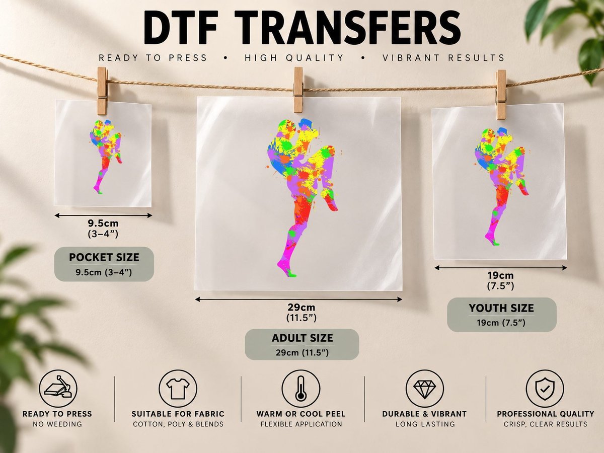 Muay Thai Boxing Boys Kids Men DTF Transfer Iron On