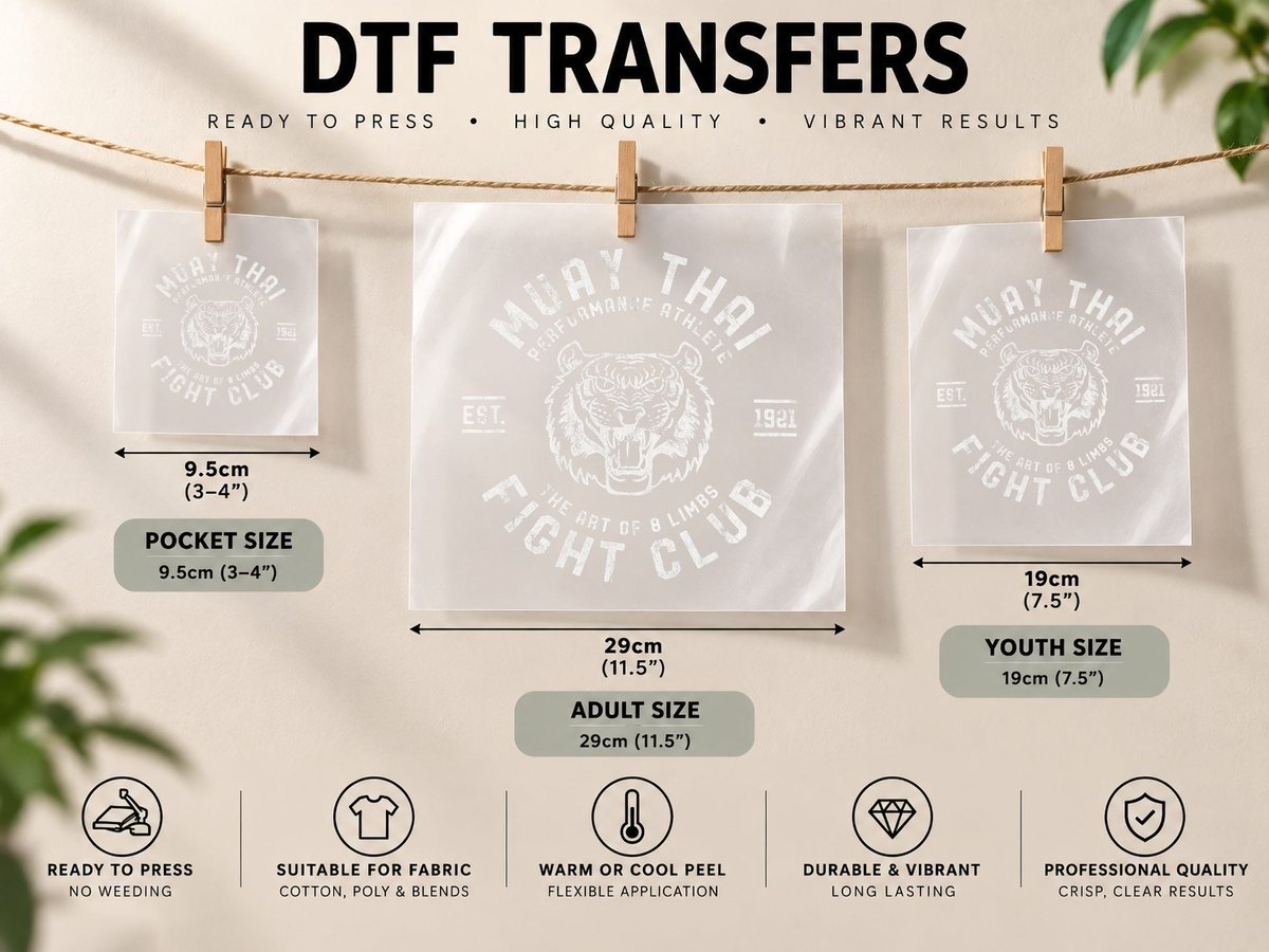 Muay Thai Fight Club Tiger Kick Boxing Gift DTF Transfer Iron On
