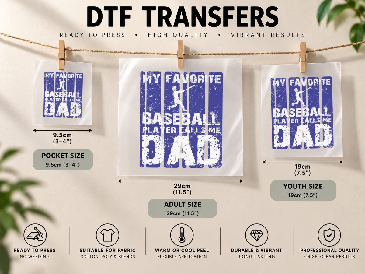 My Favorite Baseball Player Calls Me Dad, Baseball Lover DTF Transfer Iron On