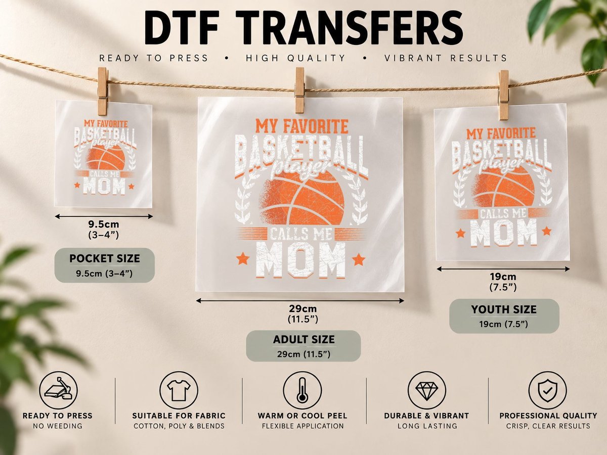 My Favorite Basketball Player Calls Me Mom Basketball Copy DTF Transfer Iron On