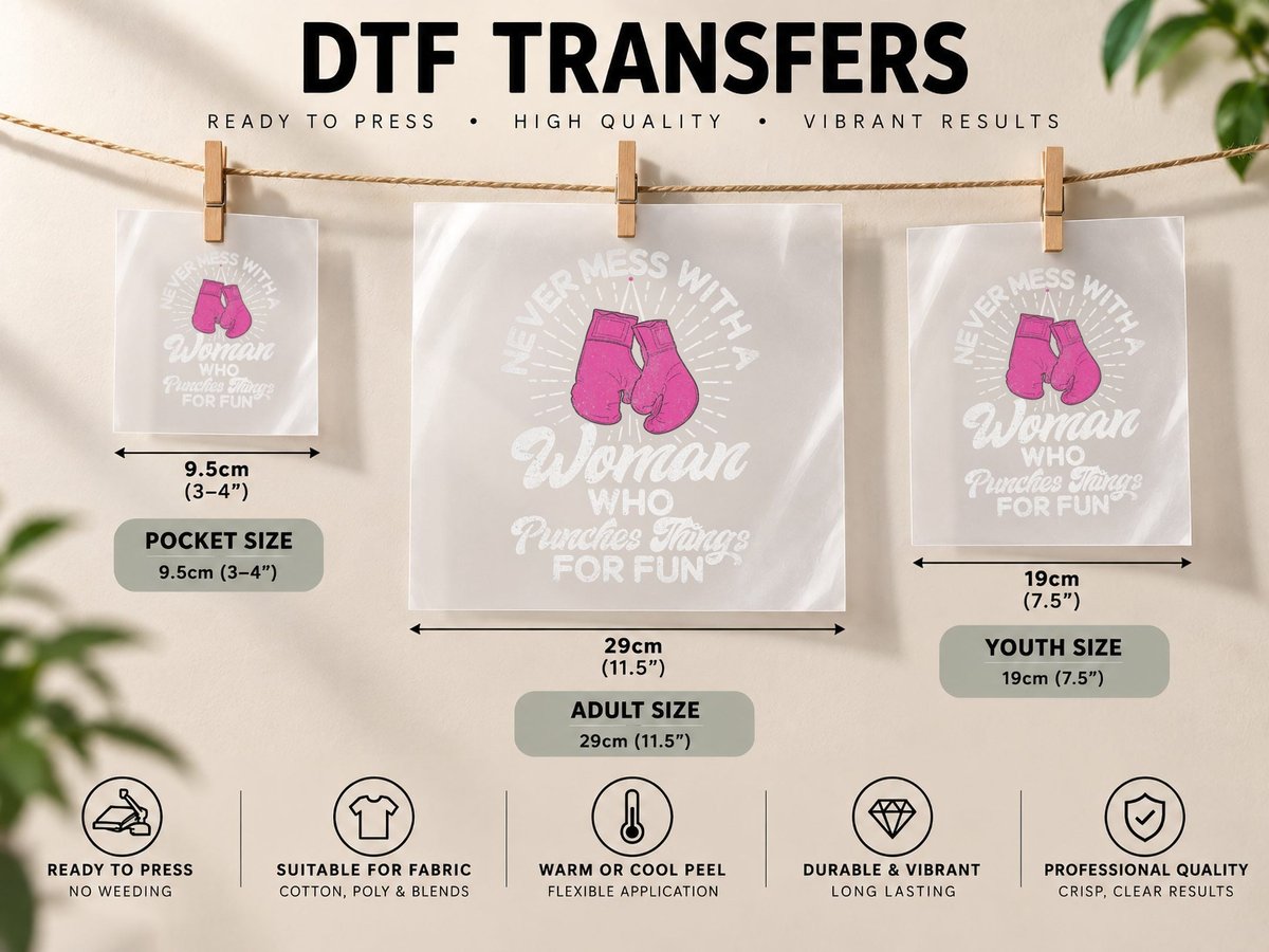 Never Mess with a Woman Who Punches Things for Fun Boxing DTF Transfer Iron On