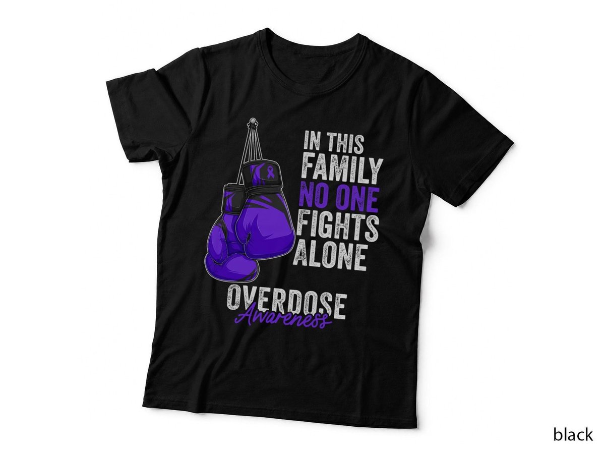 Overdose Awareness Month Boxing Gloves Purple Ribbon T-Shirt
