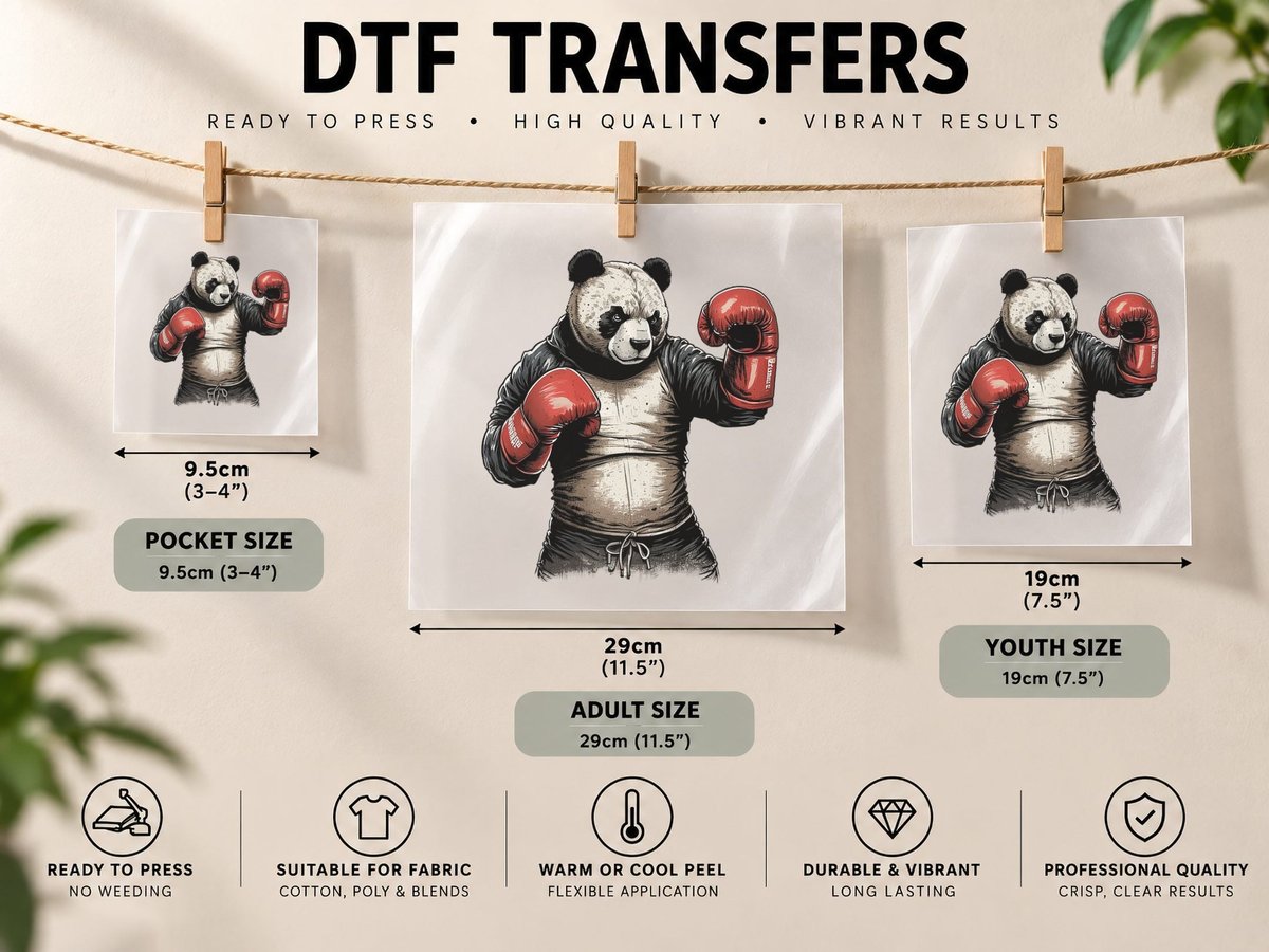 Panda Boxing Panda Boxer Workout Fitness Panda Lover DTF Transfer Iron On