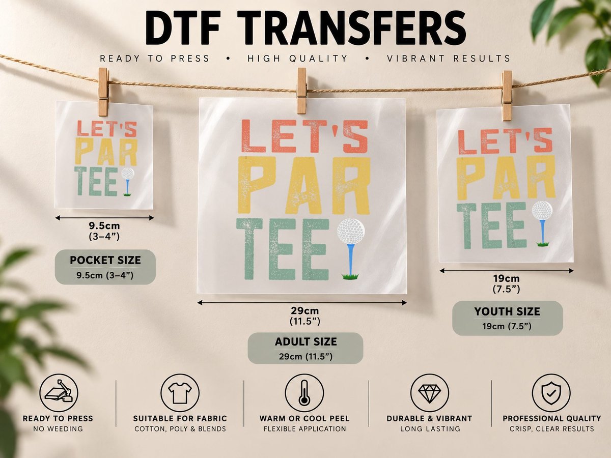 Partee Par Let's Funny Golf Pun Retro Let's Partee DTF Transfer Iron On