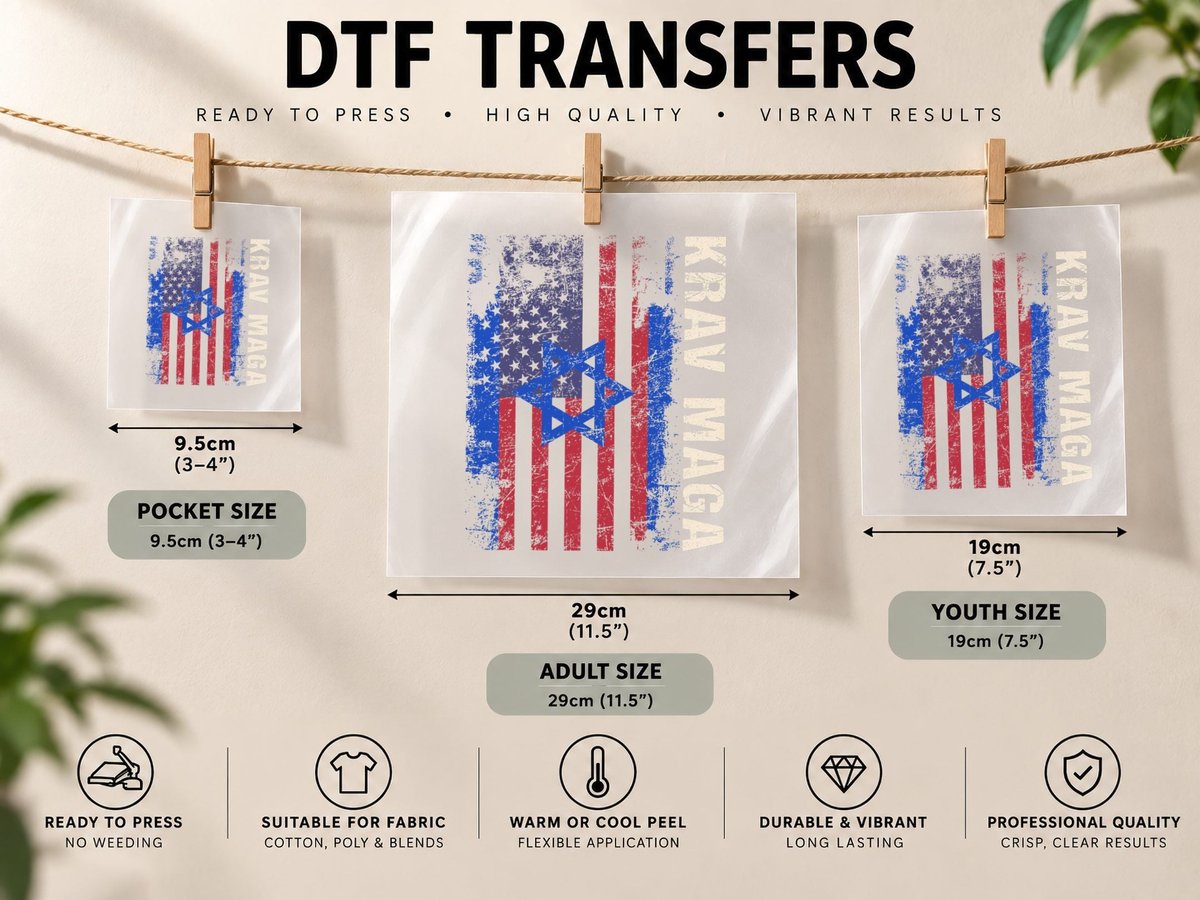 Patriotic Krav Maga US Flag - Israeli Self Defense MMA DTF Transfer Iron On