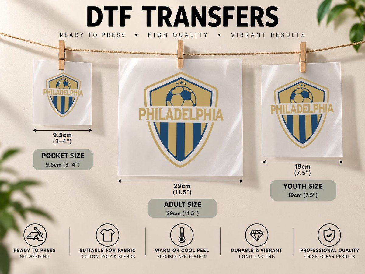 Philadelphia Soccer Jersey Original Fan Badge Design DTF Transfer Iron On